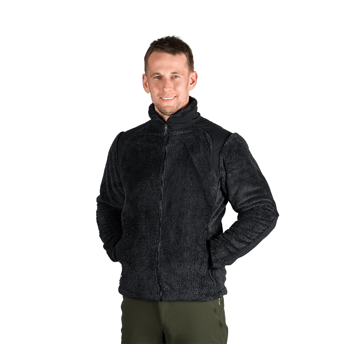 MI-3885OR men's sherpa fleece sweater with reinforcement MIKOLAJ