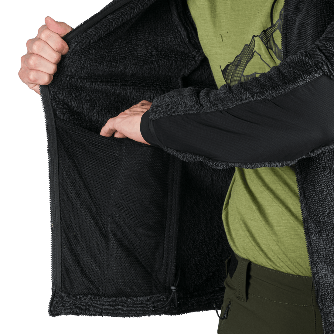 MI-3885OR men's sherpa fleece sweater with reinforcement MIKOLAJ