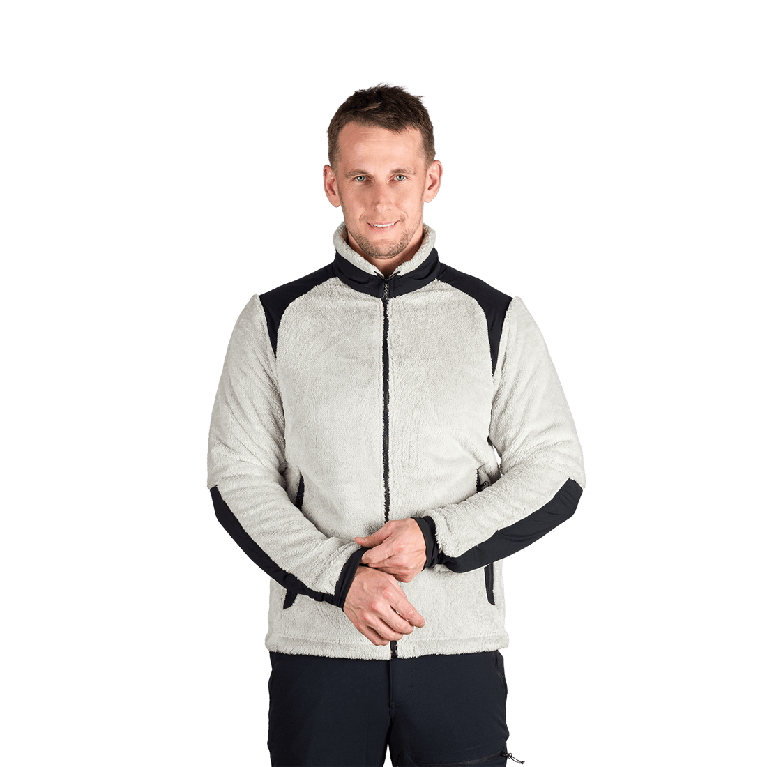 MI-3885OR men's sherpa fleece sweater with reinforcement MIKOLAJ
