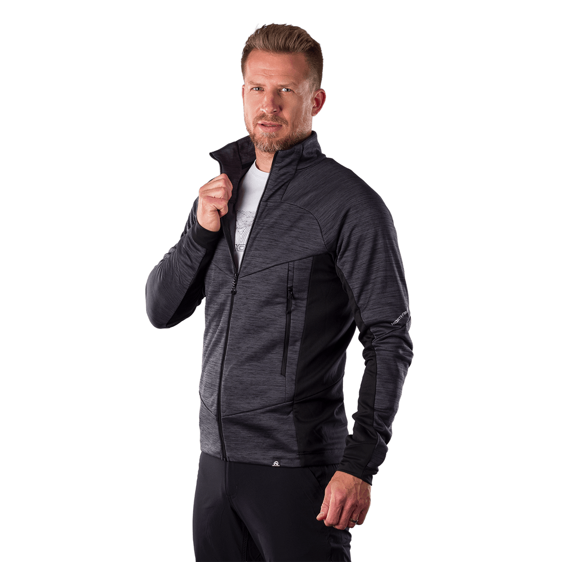 MI-3920OR men's melange fleece sweater ELIAS