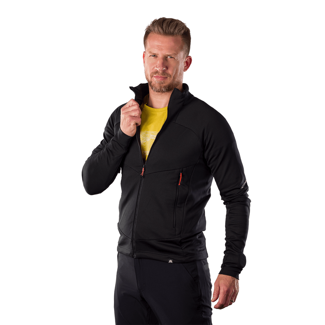 MI-3923OR men's lightweight fleece grid sweater JACINTO
