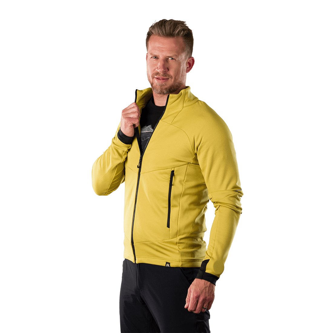 MI-3923OR men's lightweight fleece grid sweater JACINTO