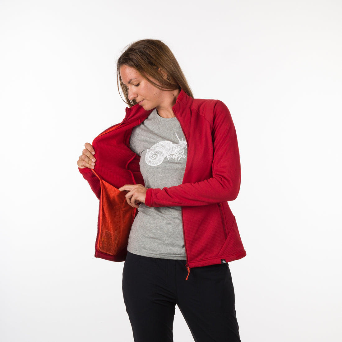 MI-4722OR women's grid fleece sweatshirt outdoor look MARYAM