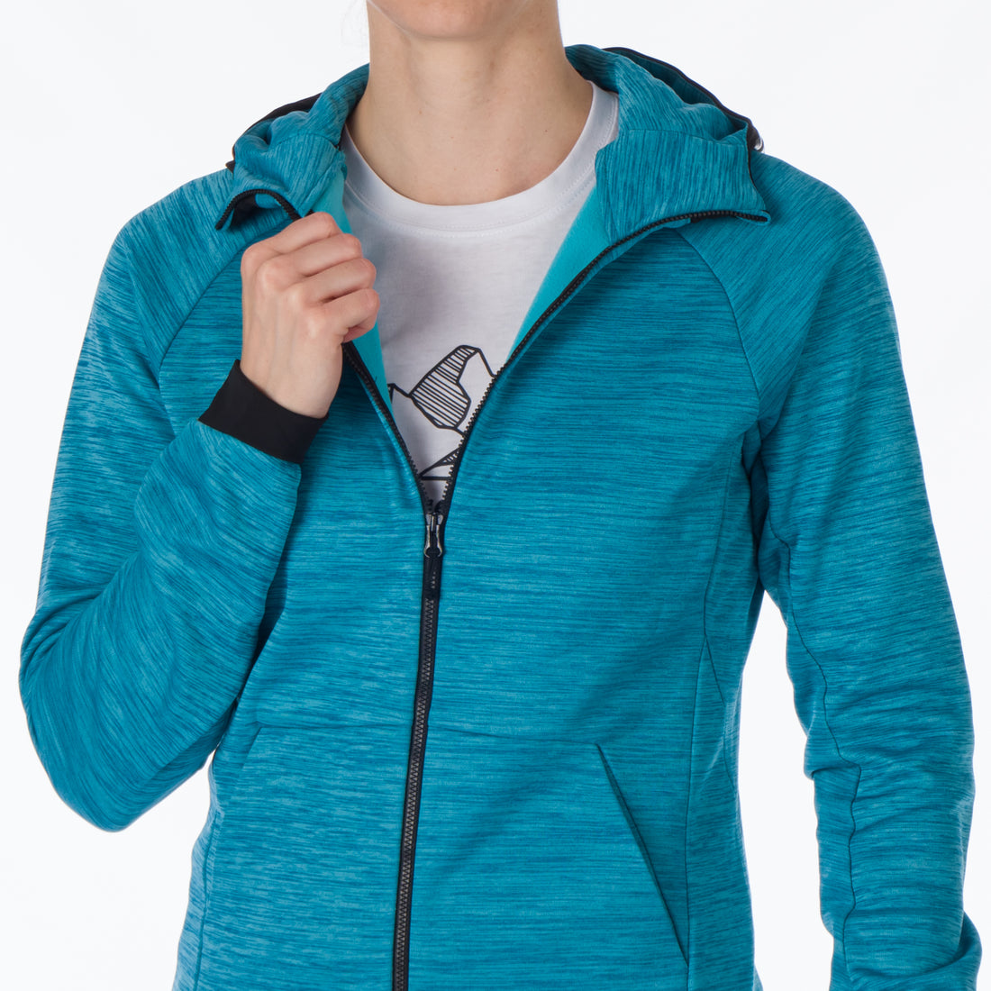 MI-4794OR women's melange hoody active sweater FELICIA