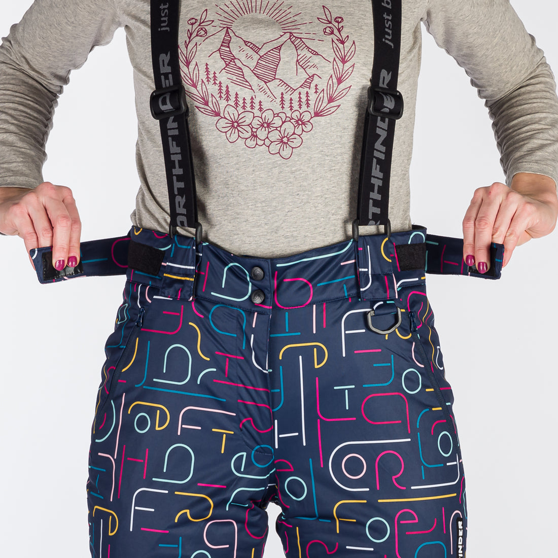 NO-4893SNW women's ski allover print insulated trousers VERNA