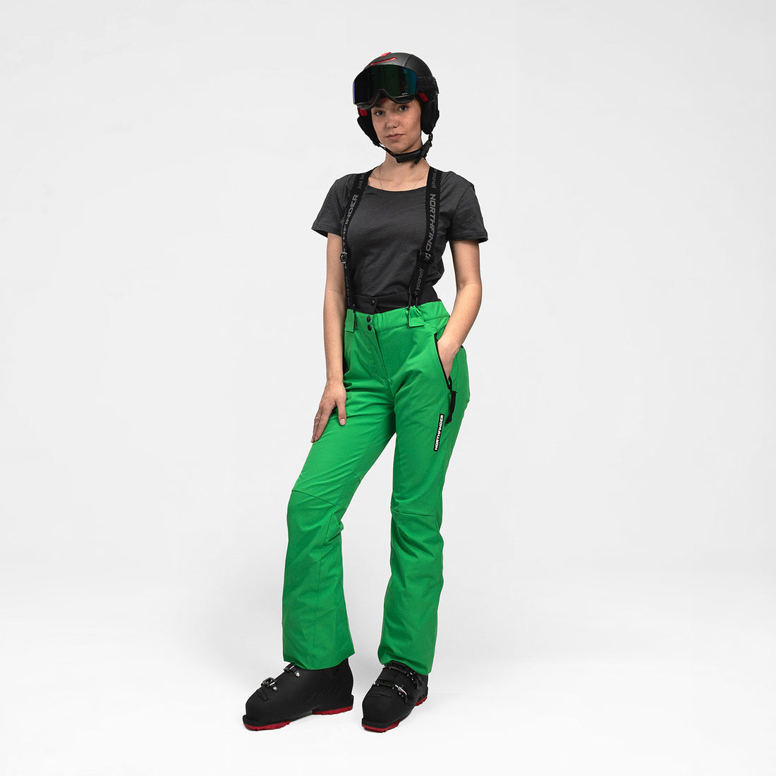 NO-6046SNW women's ski comfortable trousers with braces MYLEE