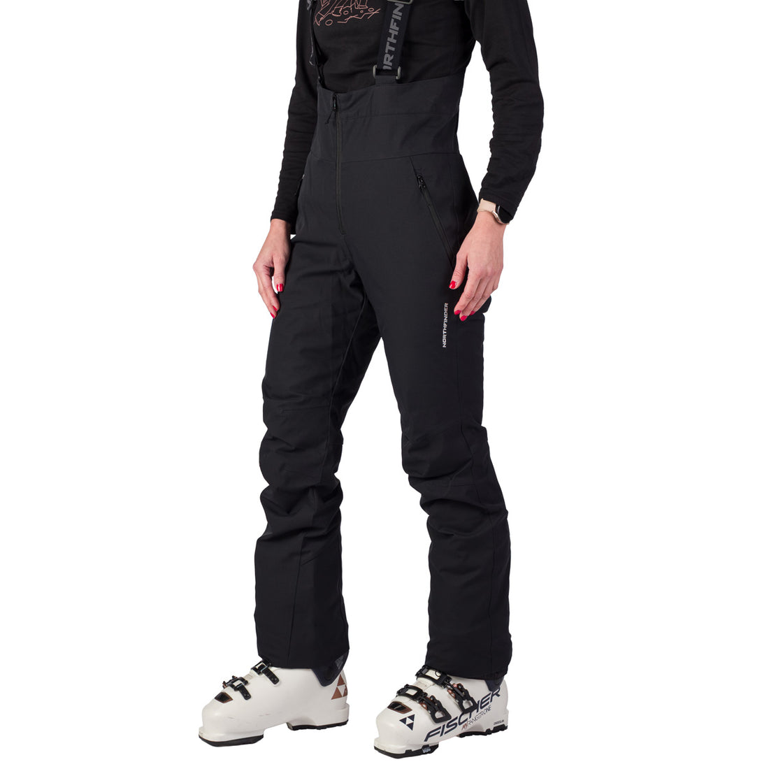 NO-6093SNW women's ski high cut trousers with bib VIOLETA