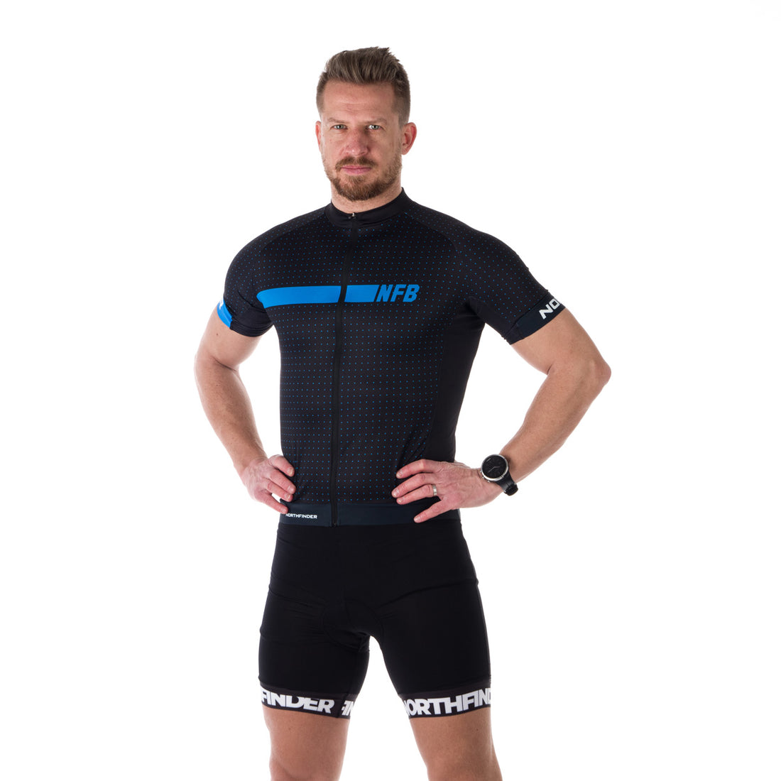 TR-3807MB men's e-bike t-shirt half zip GERARDO