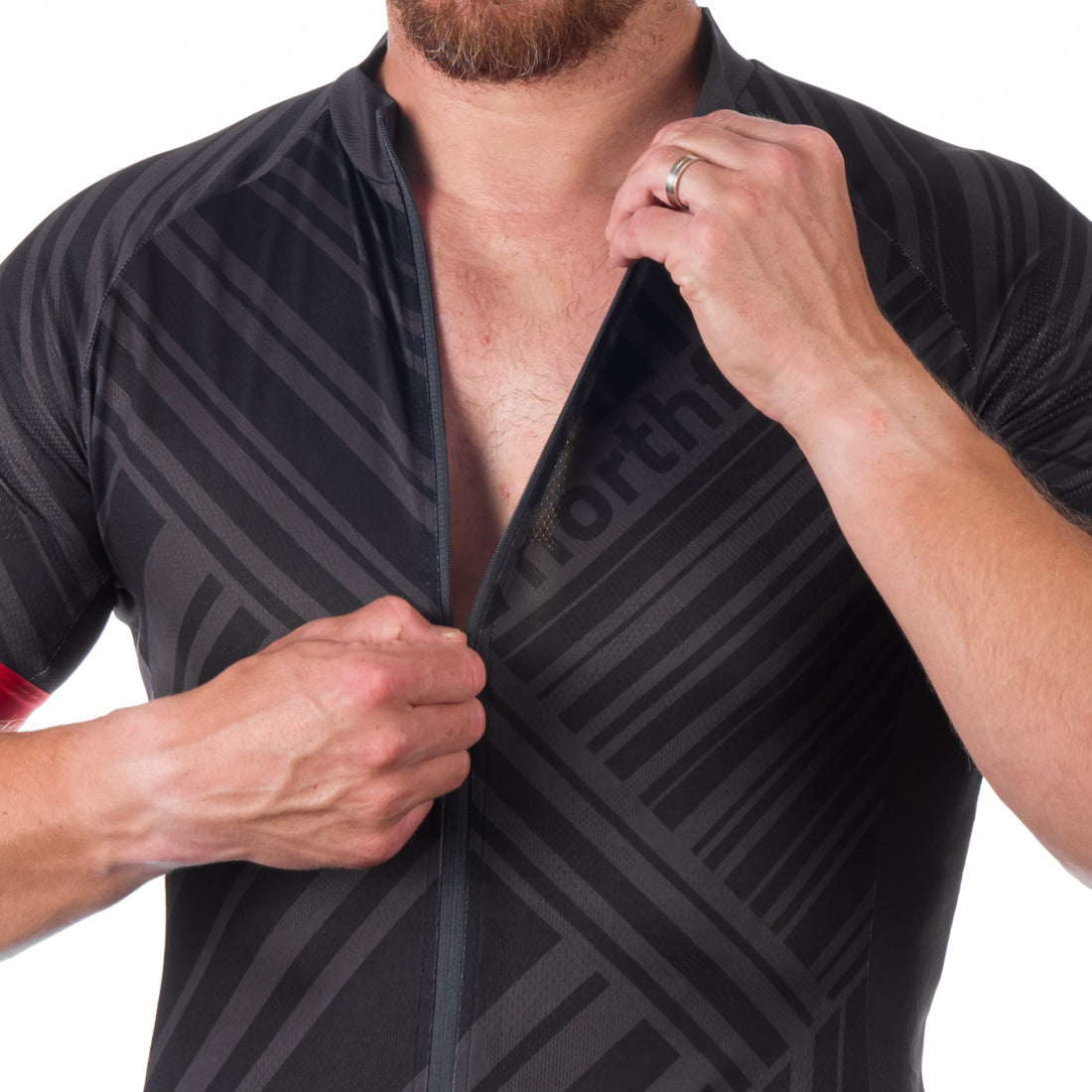 TR-3901MB men's bike active full zipp t-shirt JAY 