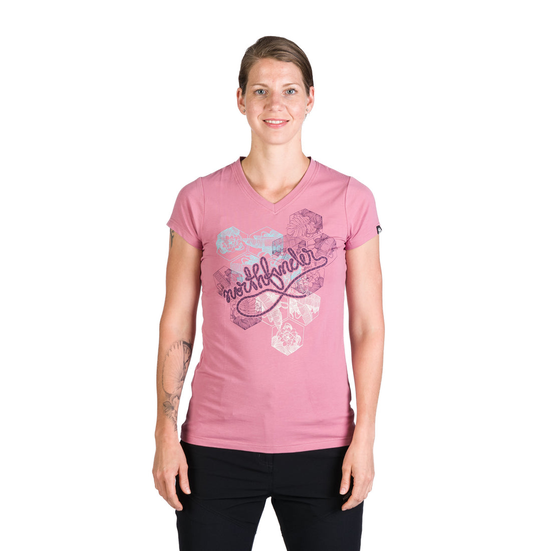 TR-4961OR women's V-neck t-shirt with print SHERRY