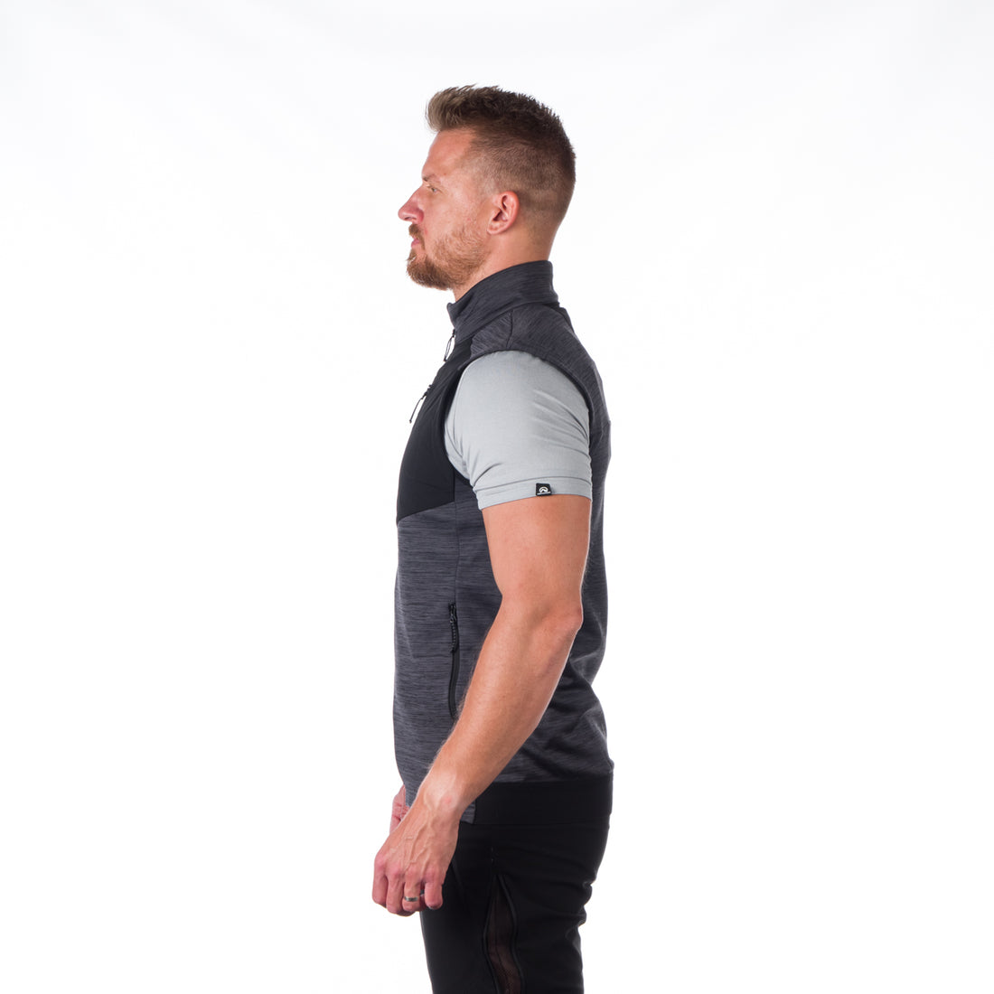 VE-3440OR men's trekking athletic fit melange fleece vest GUY
