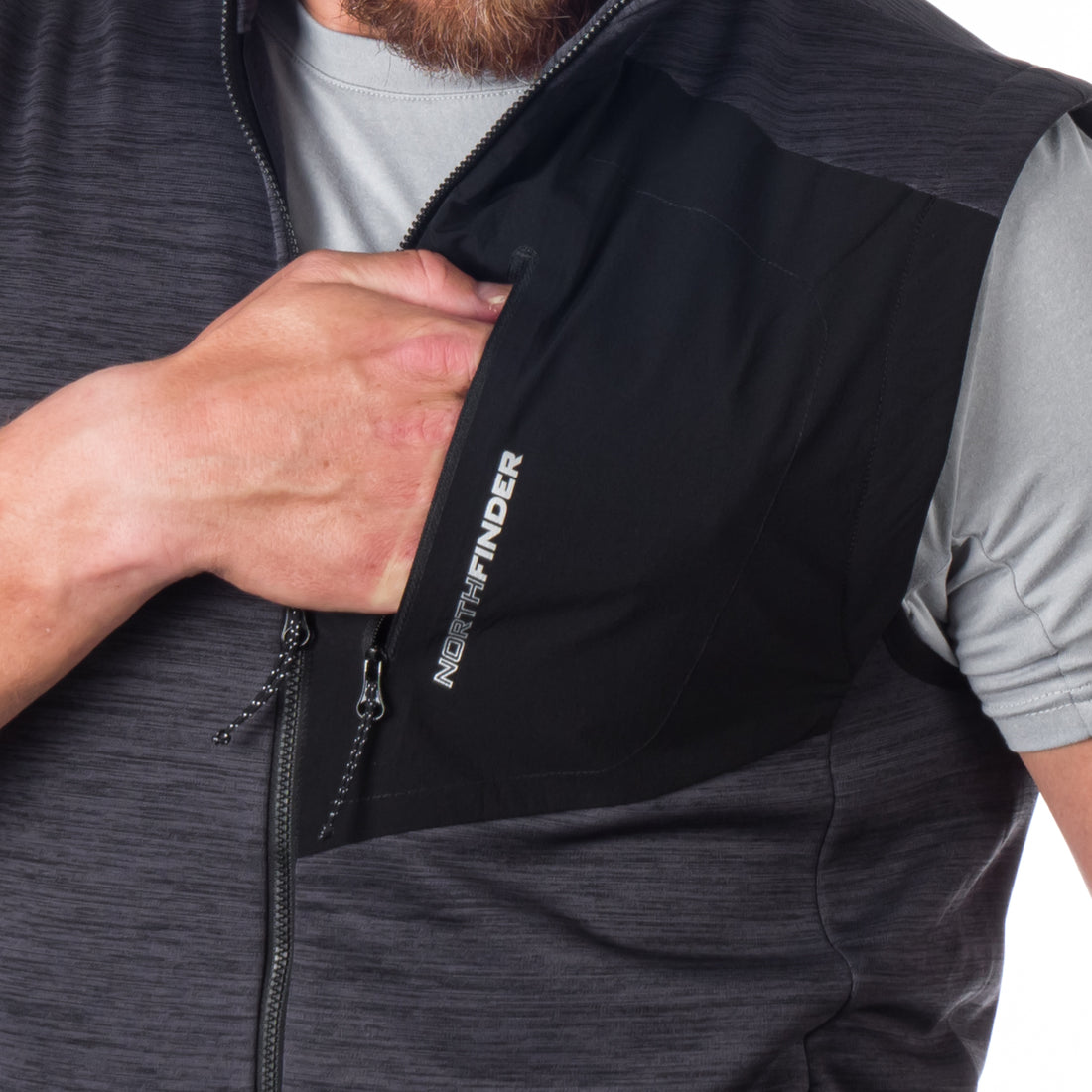 VE-3440OR men's trekking athletic fit melange fleece vest GUY