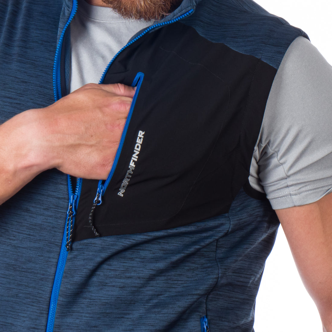 VE-3440OR men's trekking athletic fit melange fleece vest GUY