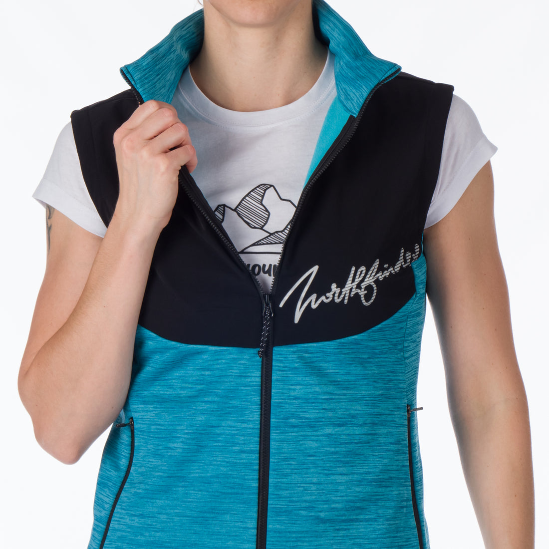 VE-4440OR women's trekking athletic fit melange fleece vest ETHEL