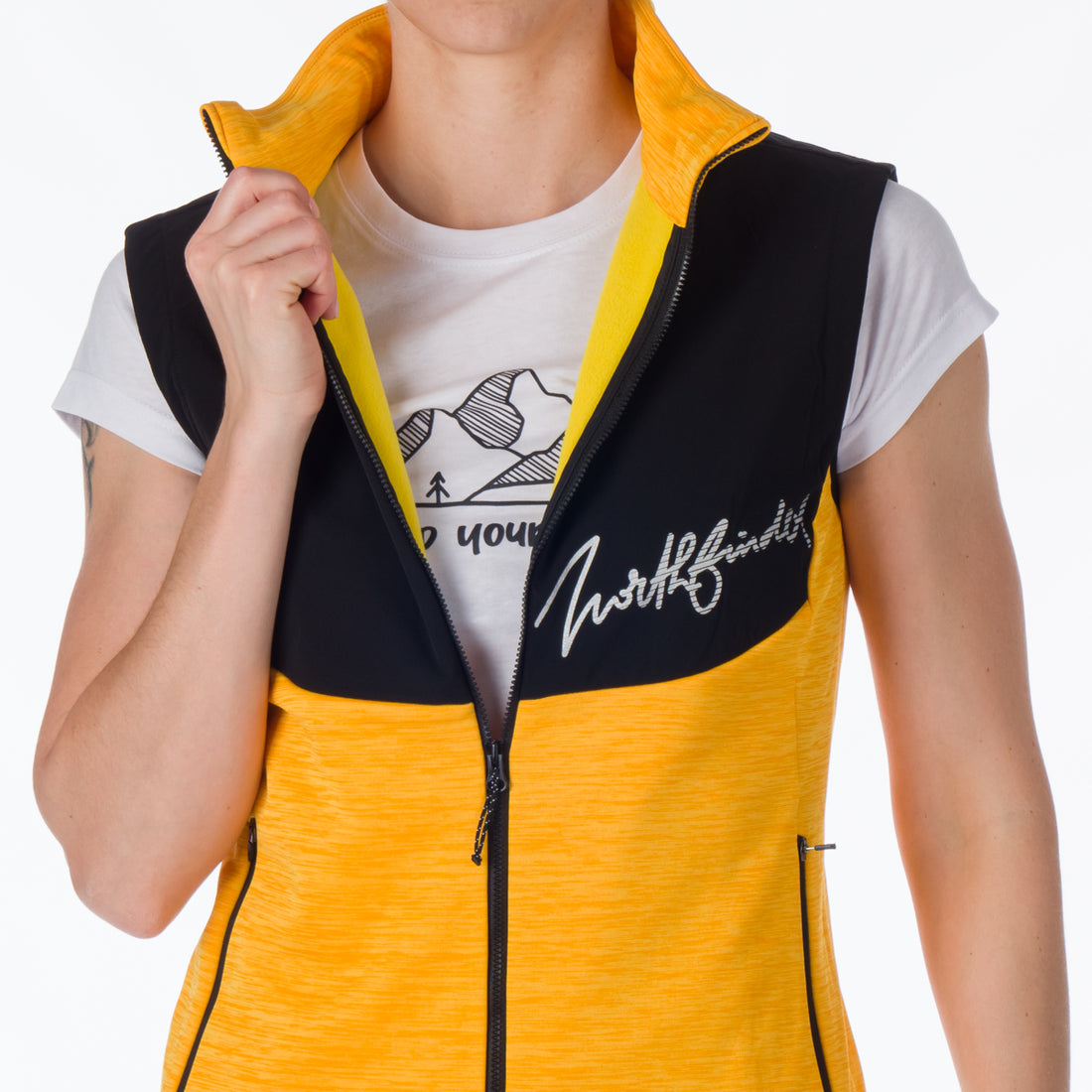 VE-4440OR women's trekking athletic fit melange fleece vest ETHEL
