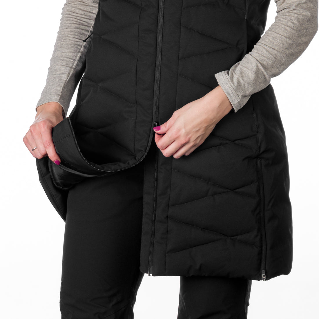 VE-4460SNW women's ski trendy quilted long vest BETTY