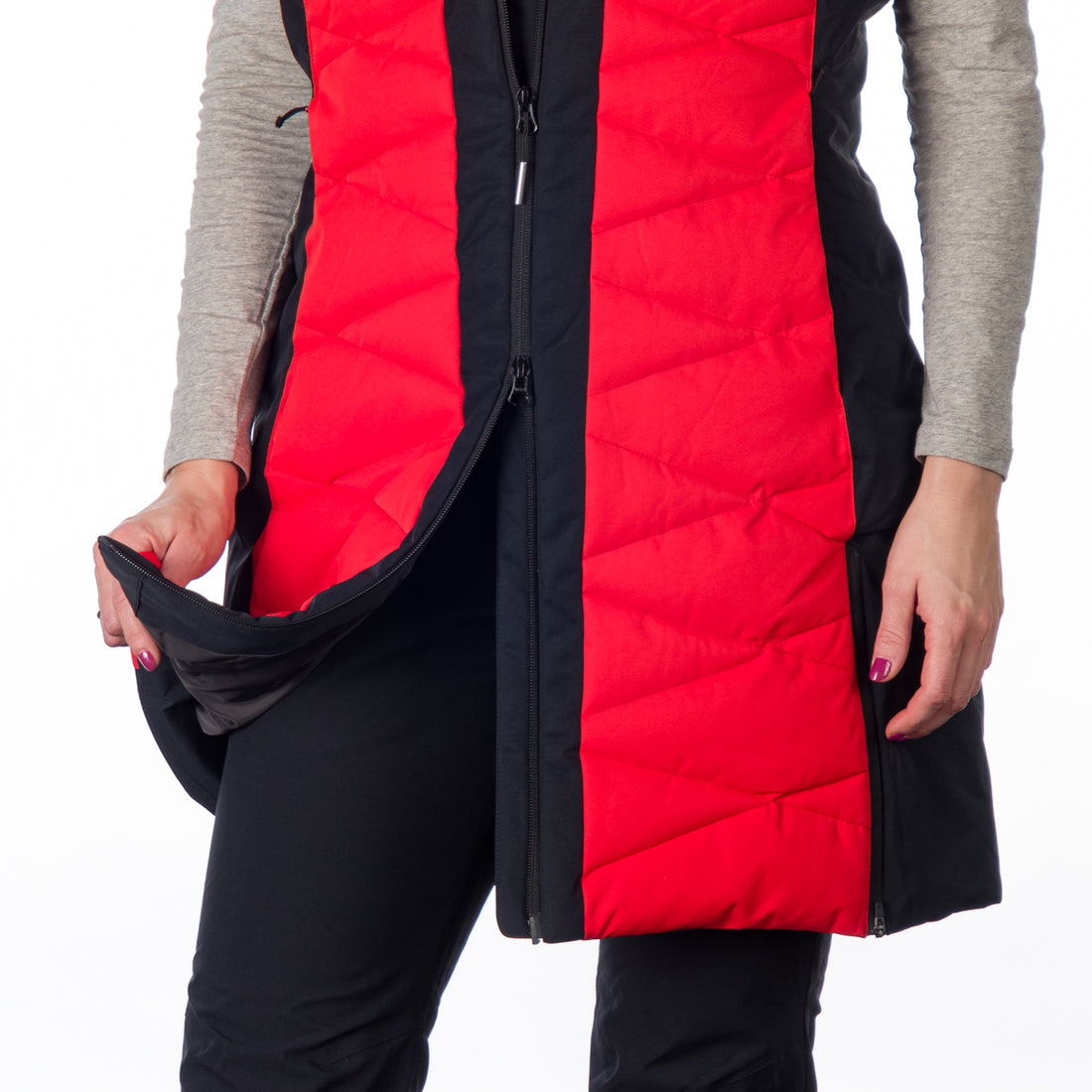VE-4460SNW women's ski trendy quilted long vest BETTY