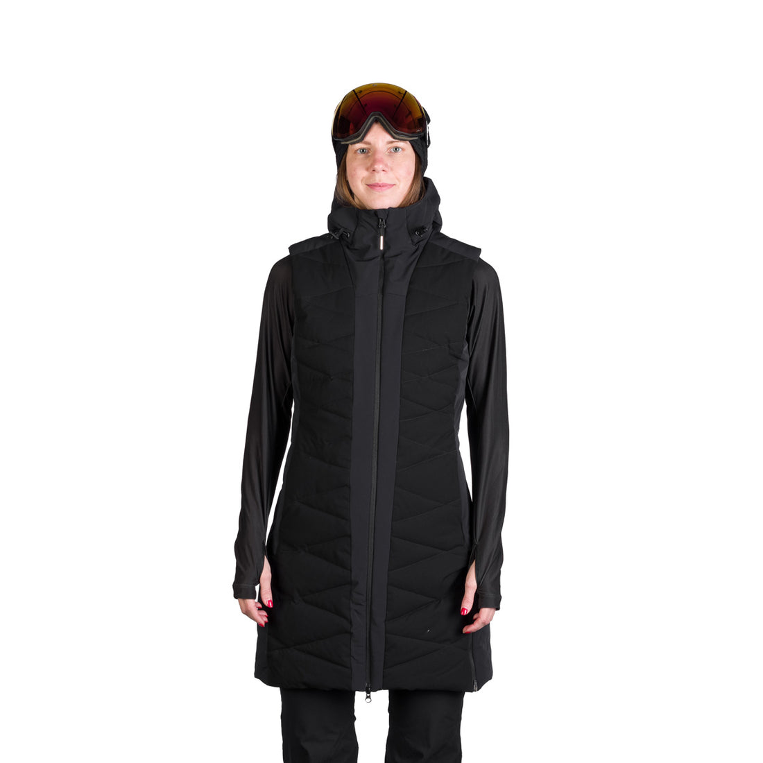 VE-4480SNW women's ski trendy quilted long vest STACY