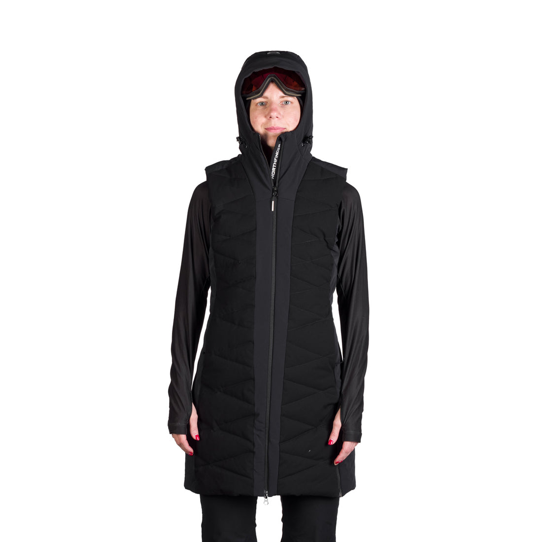 VE-4480SNW women's ski trendy quilted long vest STACY