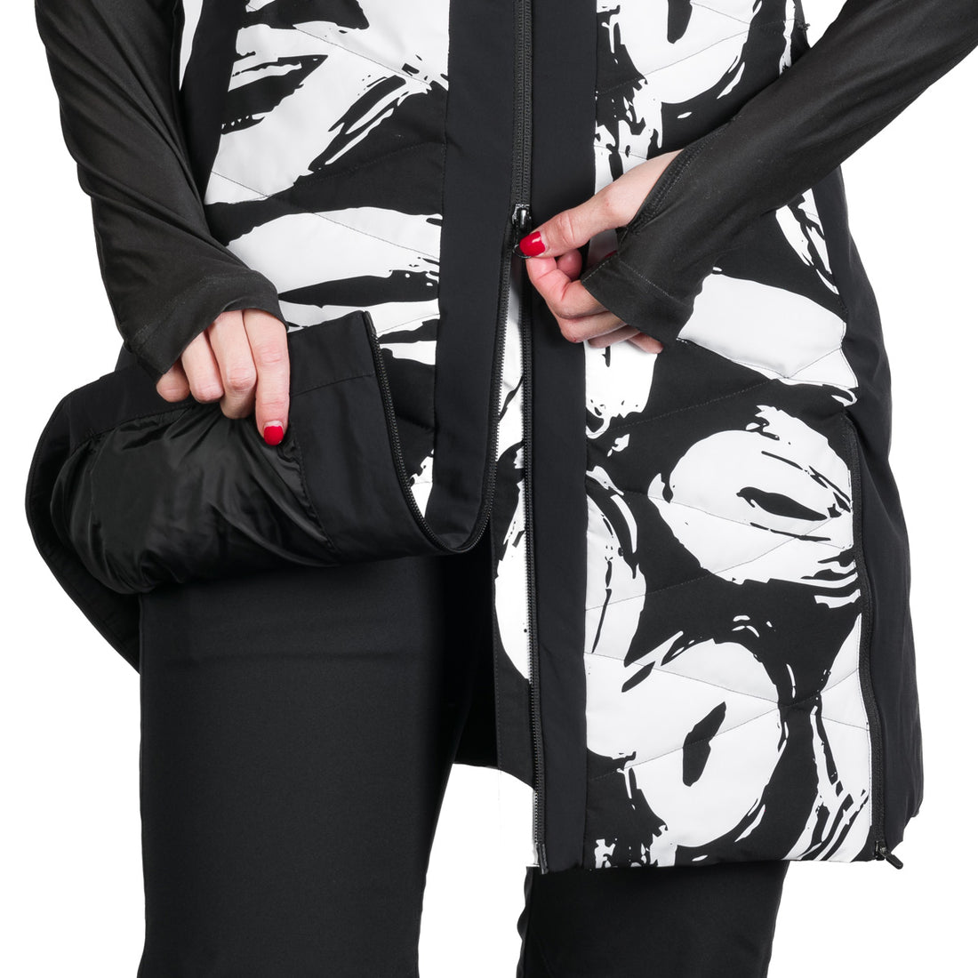 VE-4480SNW women's ski trendy quilted long vest STACY